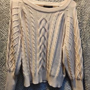 Tahari Ivory Cable Knit Sweater